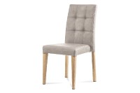Jídelní židle, lanýžová látka v dekoru broušené kůže, kovová podnož, 3D dekor dub WE-9091 LAN3